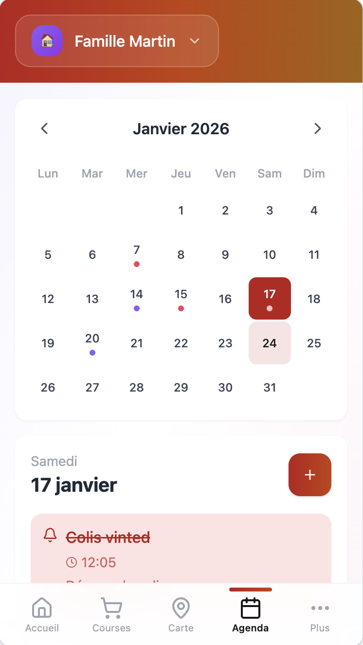 Calendrier partagé FamiliSync